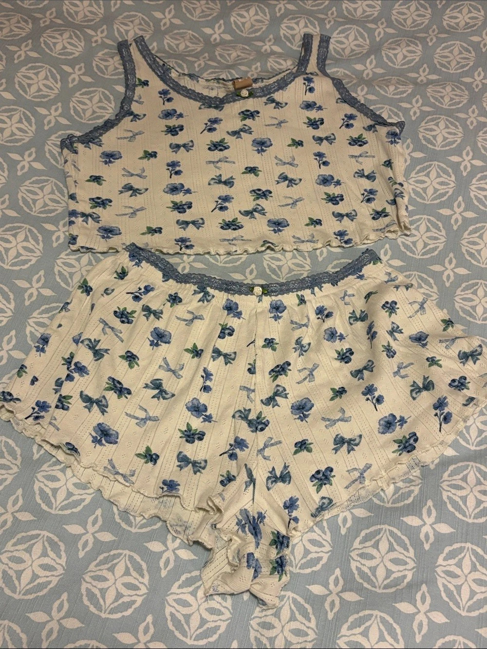 Messy Bun Blueberry Pajama Set